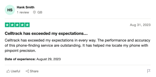 Recenzja celltrack trustpilot1